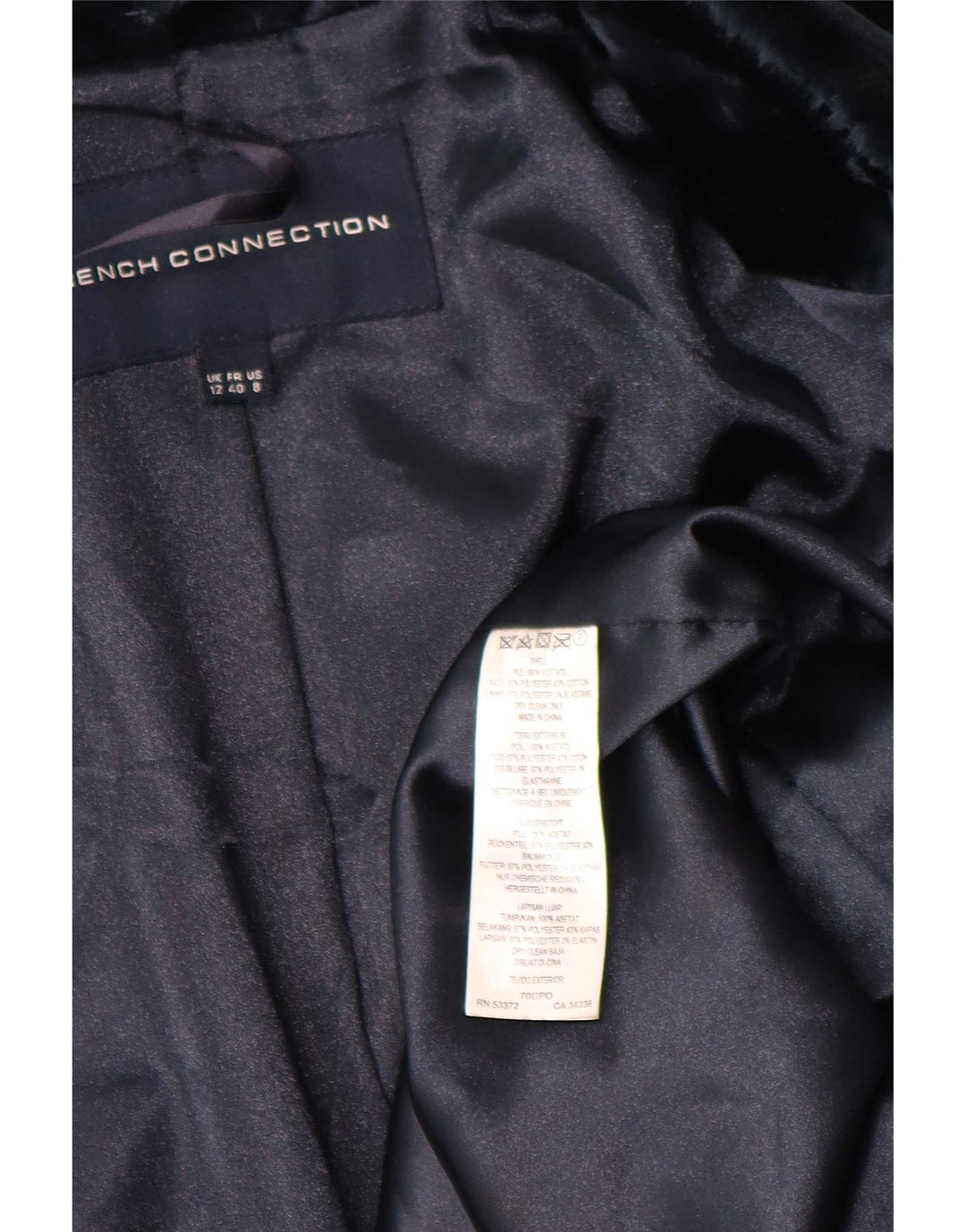 French Connection Offener Kunstpelzmantel für Damen, UK 12, Mittelblau