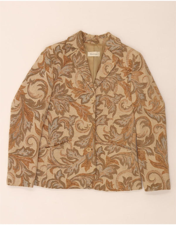 Nienhaus Damen 3-Knopf-Blazerjacke UK 19 XL Beige Paisley Viskose