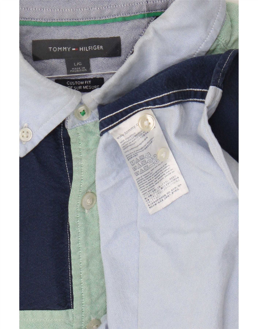 Tommy Hilfiger Herren-Kurzarmhemd, groß, Marineblau, Farbblock