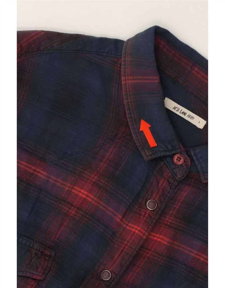 LEE Womens Flannel Shirt UK 14 Large Navy Blue Check Vintage Lee and Second-Hand Lee from Messina Hembry 