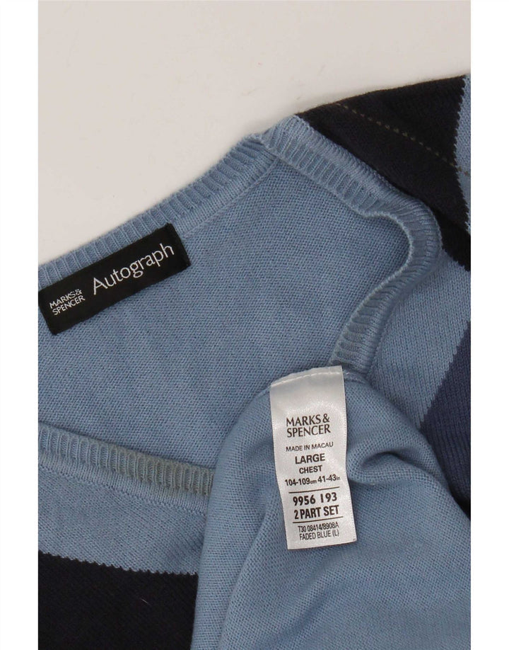 Marks & Spencer Herren-Tanktop „Autograph“, groß, blau, Argyle/Diamant