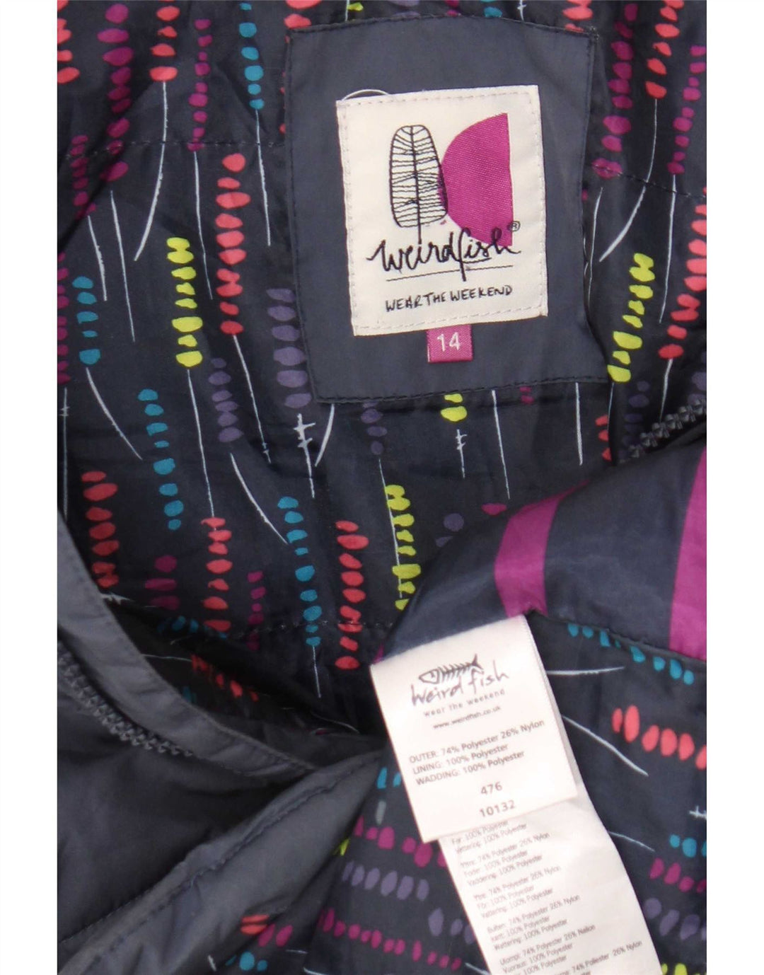 Weird Fish Damen Wattierte Weste UK 14 Large Marineblau Polyester