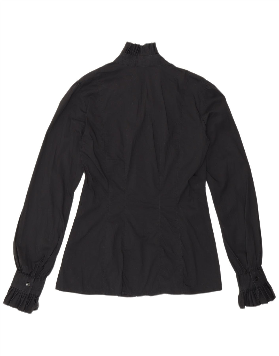 Benetton Damen Langarm-Hemdbluse UK 14 Medium Schwarz