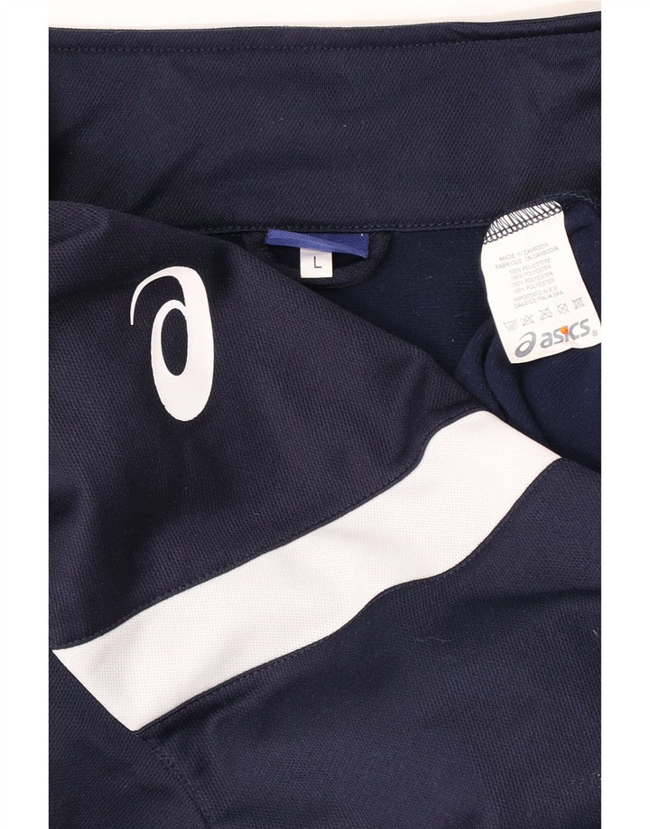 ASICS Herren-Trainingsanzug mit grafischem Oberteil, groß, Marineblau, Farbblock