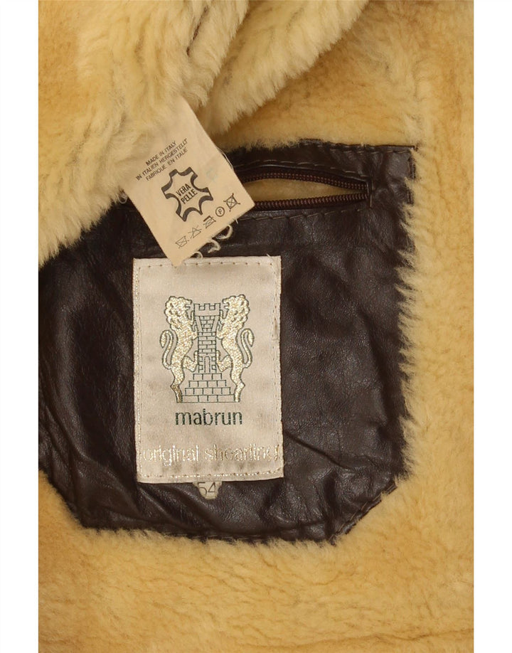 Mabrun Herren Shearling Jacke IT 54 2XL Braunes Leder