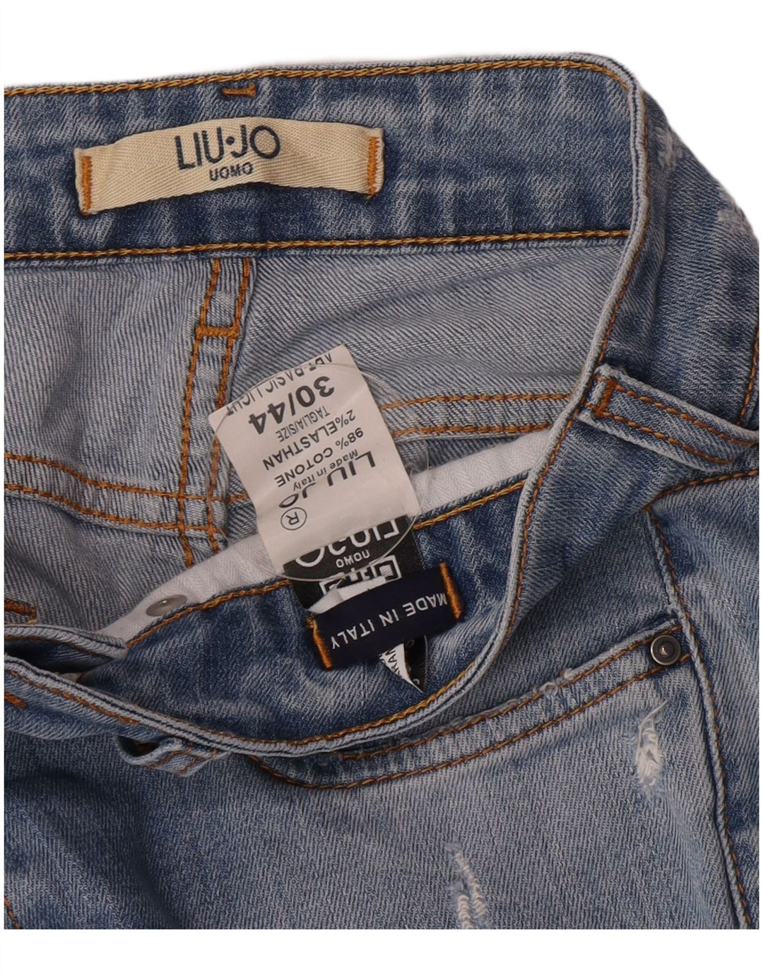 Liu Jo Herren Distressed Slim Jeans W30 L32 Blaue Baumwolle