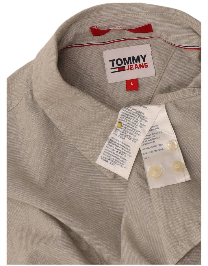 Tommy Hilfiger Herrenhemd, große graue Baumwolle