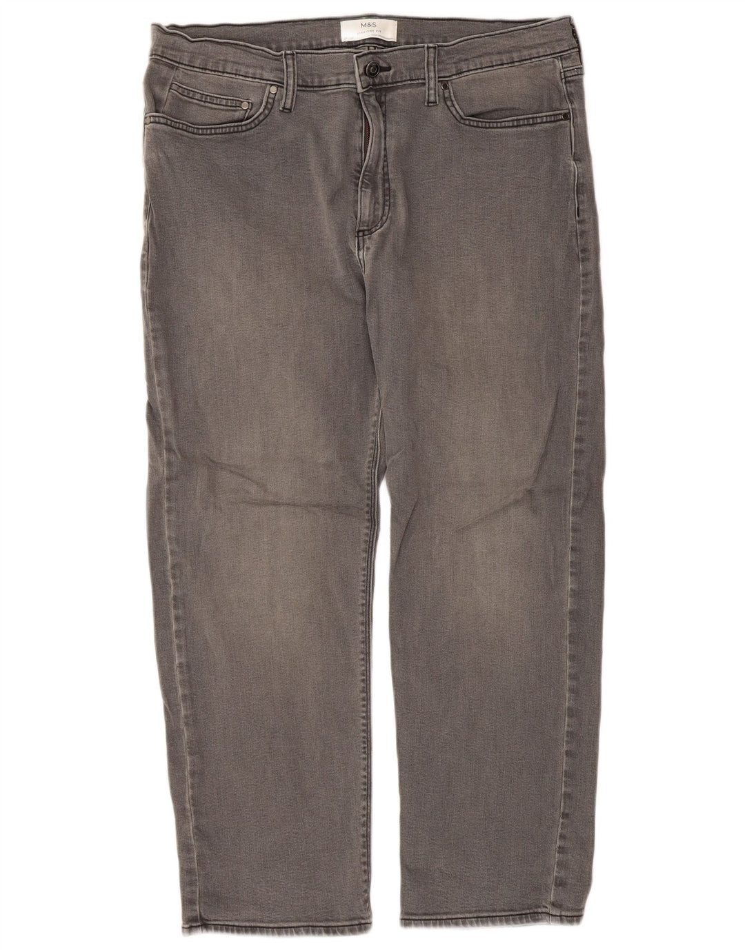 Marks & Spencer Herren Straight Jeans W36 L29 Graue Baumwolle