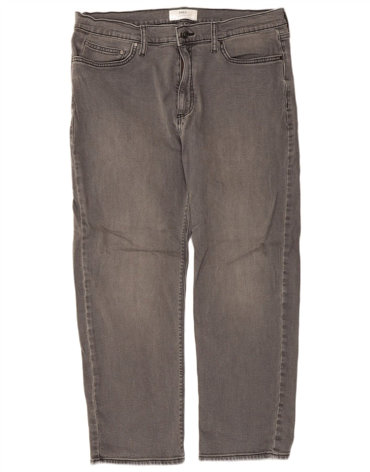 Marks & Spencer Herren Straight Jeans W36 L29 Graue Baumwolle