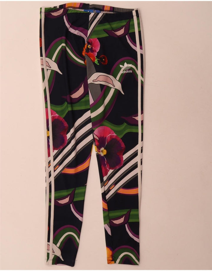 Adidas Damen-Leggings, UK 10, klein, mehrfarbig, Blumenmuster, Polyester