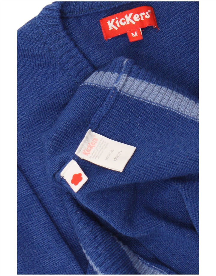 Kickers Herren-Pullover mit V-Ausschnitt aus mittelblauer Wolle