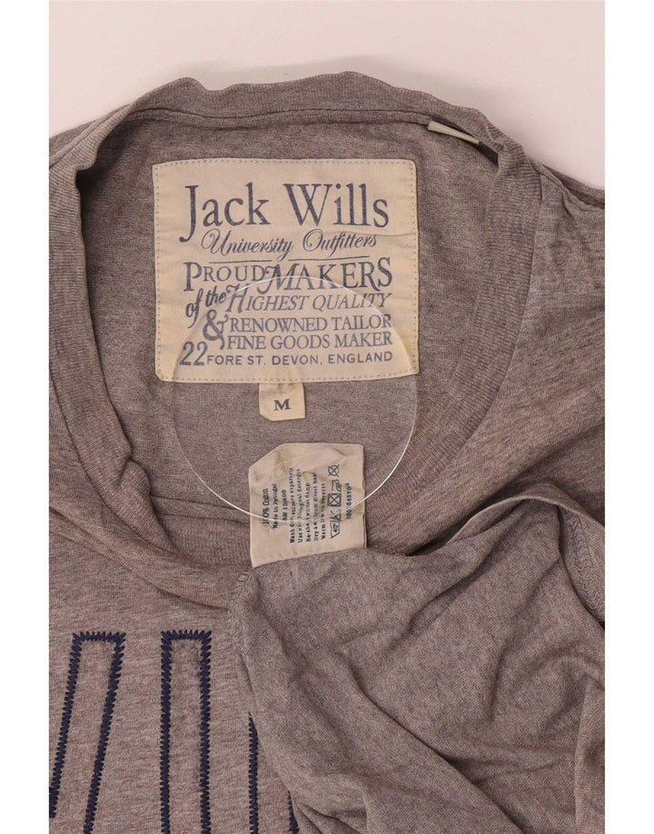 Jack Wills Herren-T-Shirt mit Grafik, mittelgraue Baumwolle
