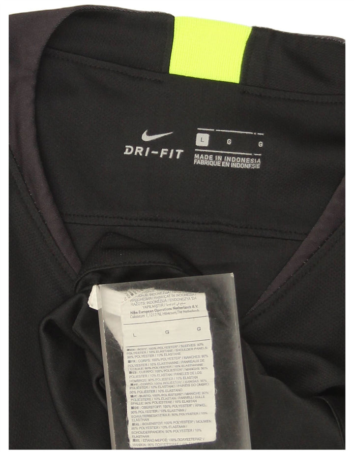 Nike Herren Dri Fit T-Shirt-Oberteil, groß, schwarz gestreift, Polyester