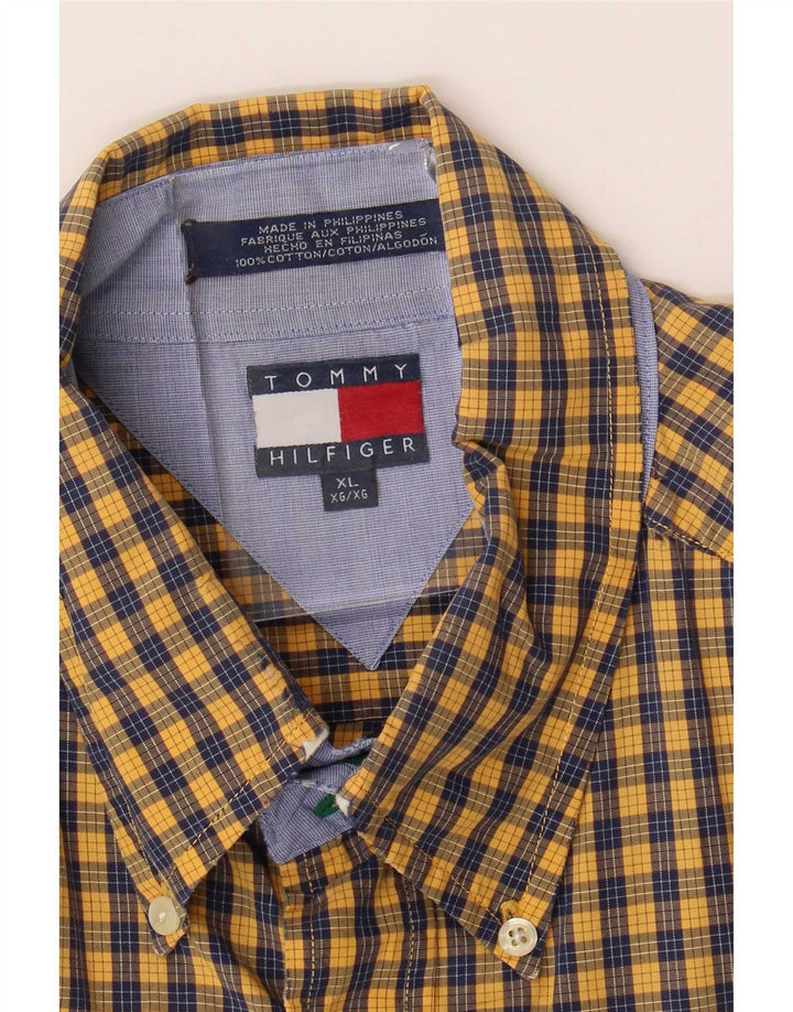 Tommy Hilfiger Herrenhemd XL, gelbe Gingham-Baumwolle
