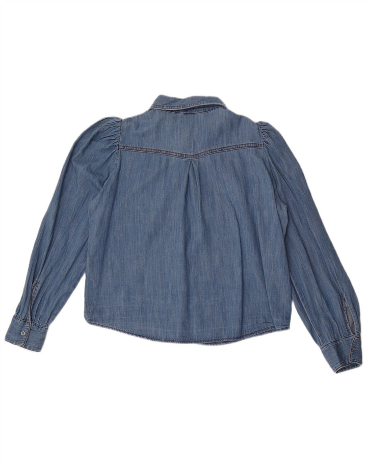 Zara Damen Jeanshemd UK 14 Mittelblaue Baumwolle