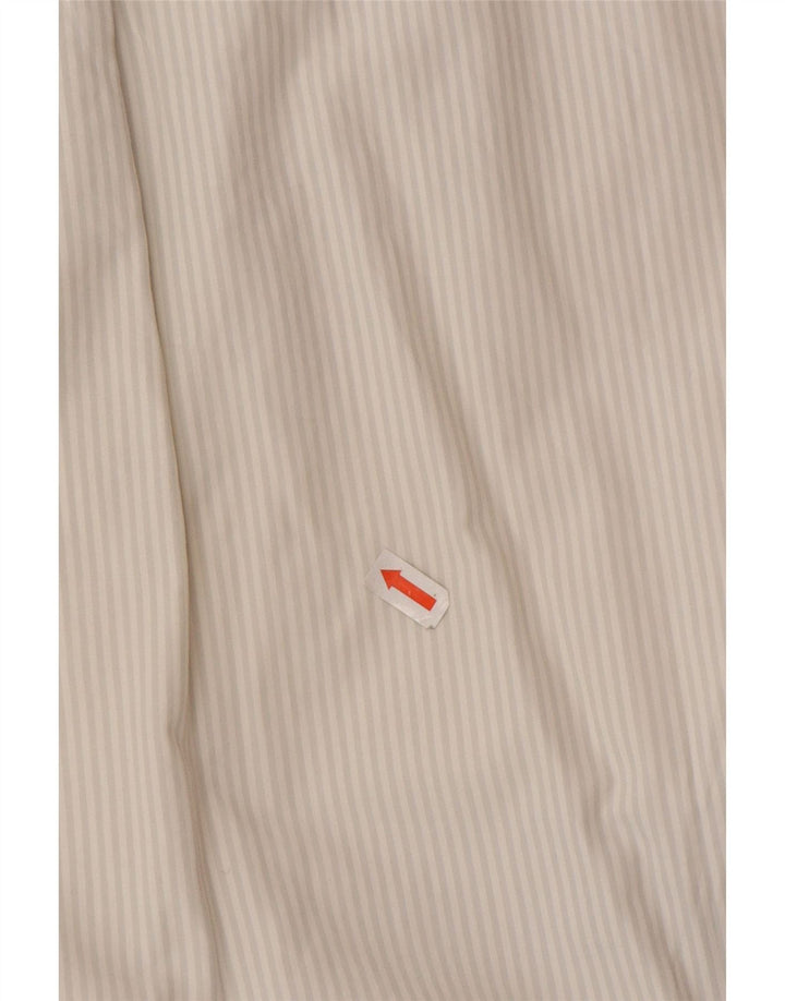 J. Crew Herrenhemd, groß, weiße Nadelstreifen-Baumwolle