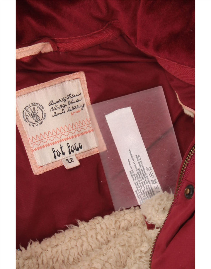 FAT FACE Wattierte Damen-Weste mit Kapuze, UK 12, mittleres Burgunderrot, Polyester