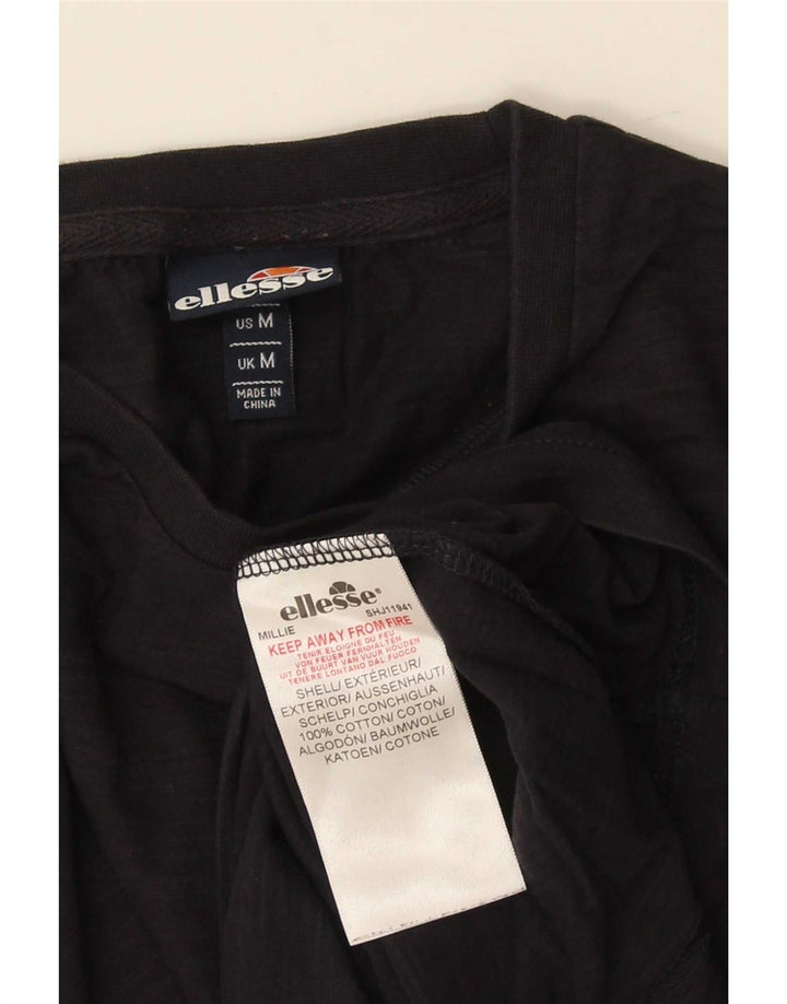 Ellesse Herren-Grafik-T-Shirt-Oberteil aus mittelschwarzer Baumwolle