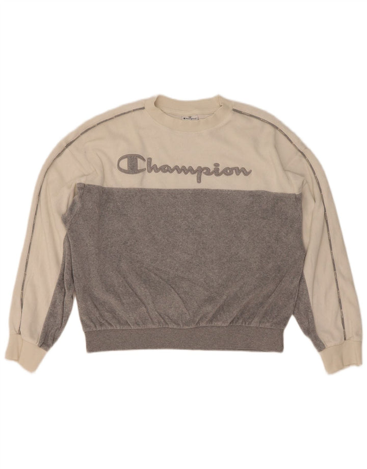 Champion Damen-Sweatshirt mit Grafik, UK 14, Mittelweiß, Farbblock