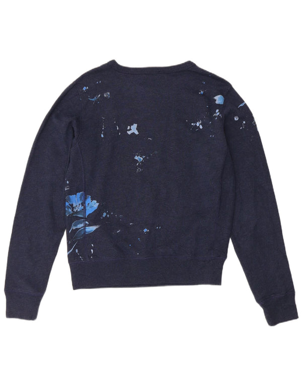 POLO RALPH LAUREN Damen Sweatshirt Pullover UK 10 Small Navy Blue Floral