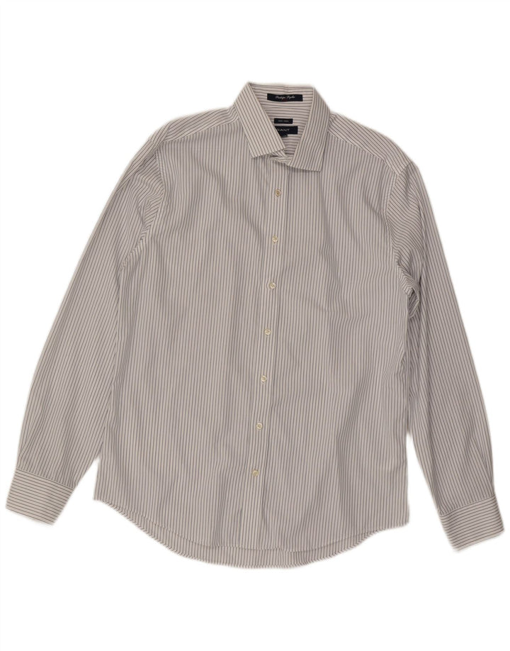 Gant Herren NON - IRON Hemd XL weiß gestreift aus Baumwolle