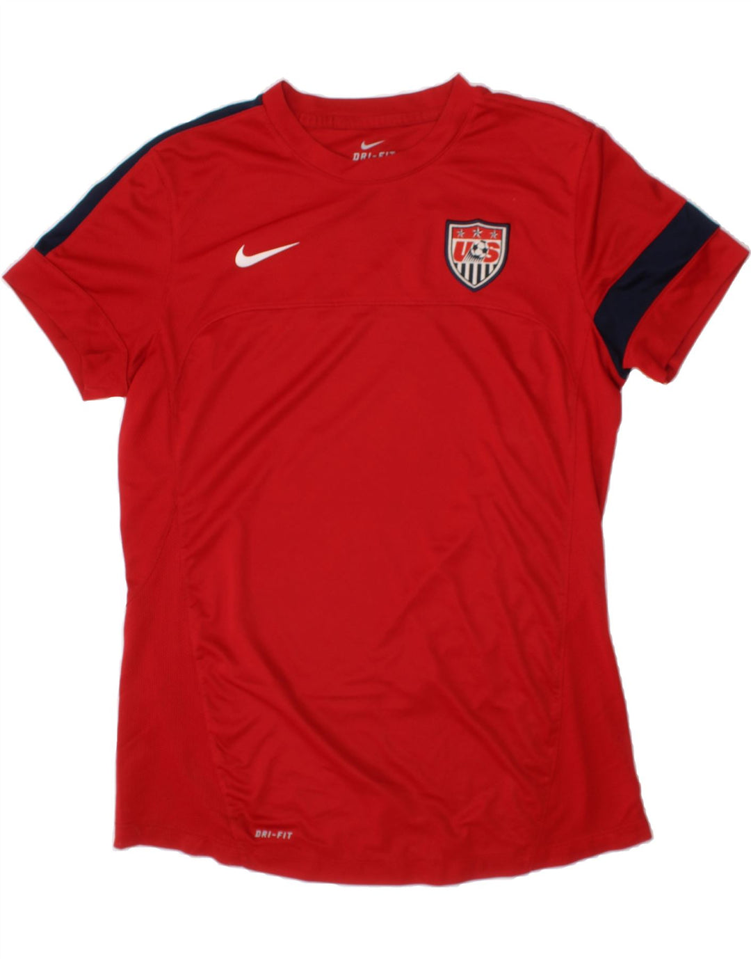 NIKE Womens Dri Fit T-Shirt Top UK 12 Medium Red Colourblock Polyester Vintage Nike and Second-Hand Nike from Messina Hembry 