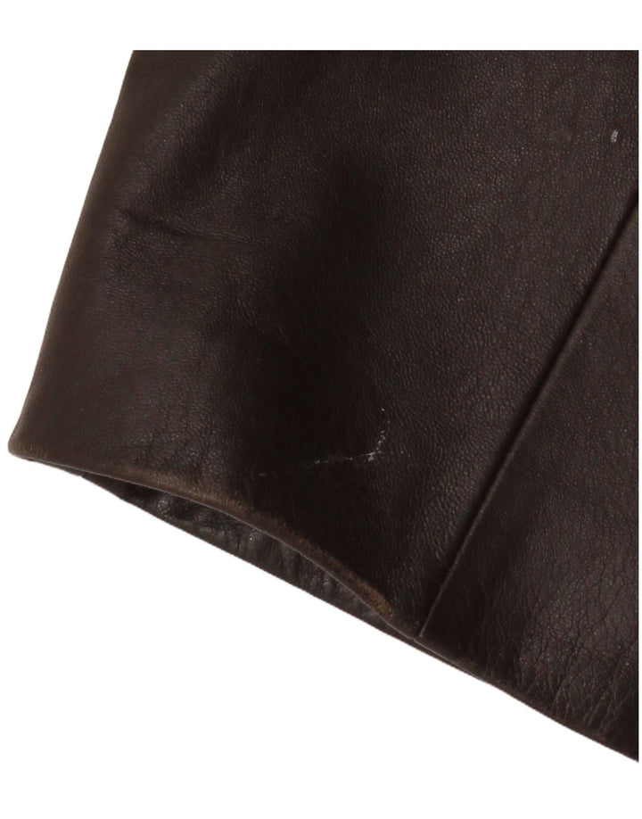 Vintage Damen 3 Knopf Leder Blazer Jacke UK 18 XL Braunes Leder