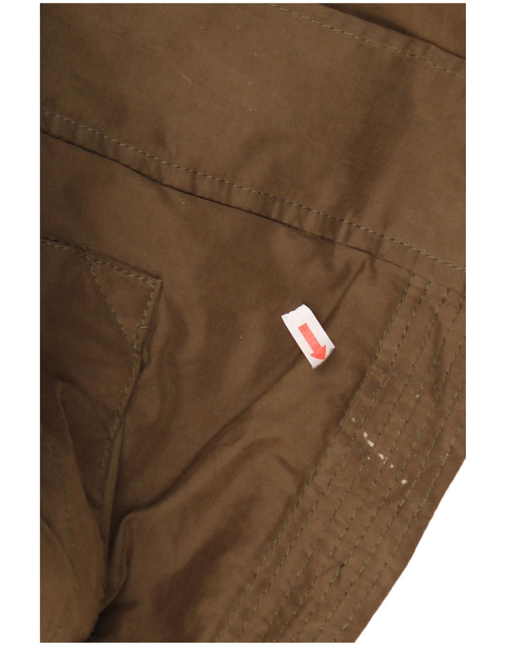 Zara Damen-Parka mit Kapuze, UK 14, mittlere Khaki-Karo-Baumwolle