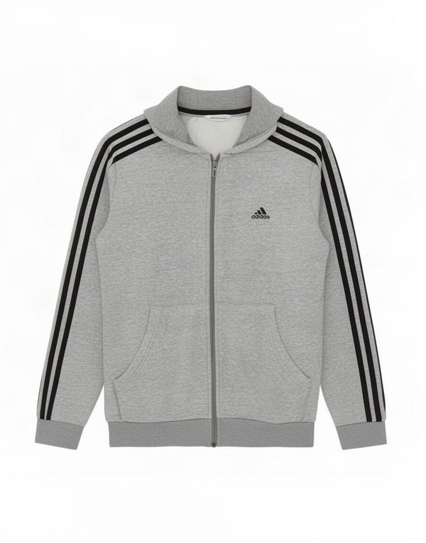 Adidas Jungen-Kapuzenpullover mit Reißverschluss, 13–14 Jahre, grau gefleckte Baumwolle