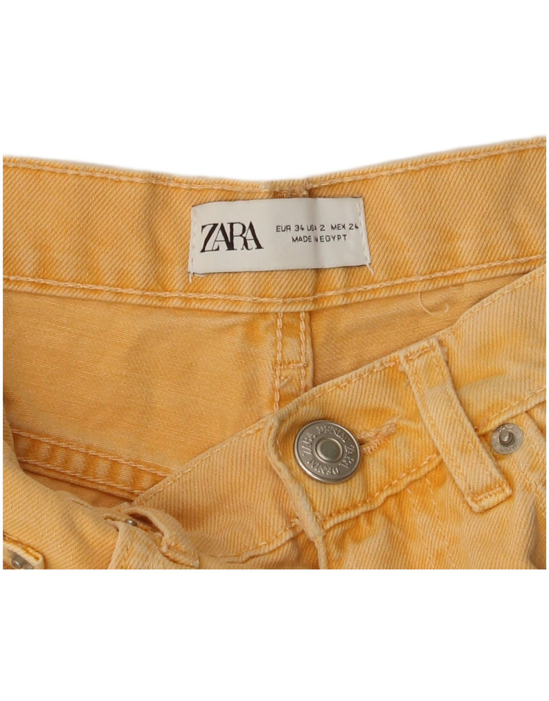 ZARA Damen Jeansshorts EU 34 2XS W24 Gelb