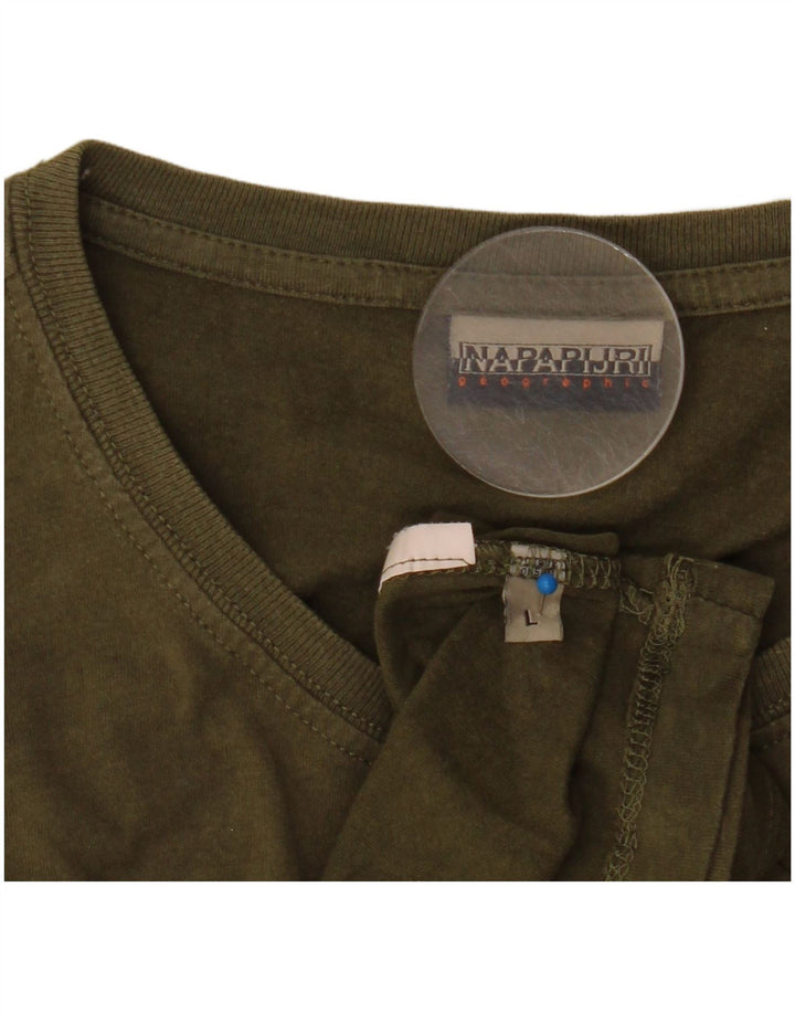 Napapijri Herren-T-Shirt mit Grafik, Größe L, Khaki