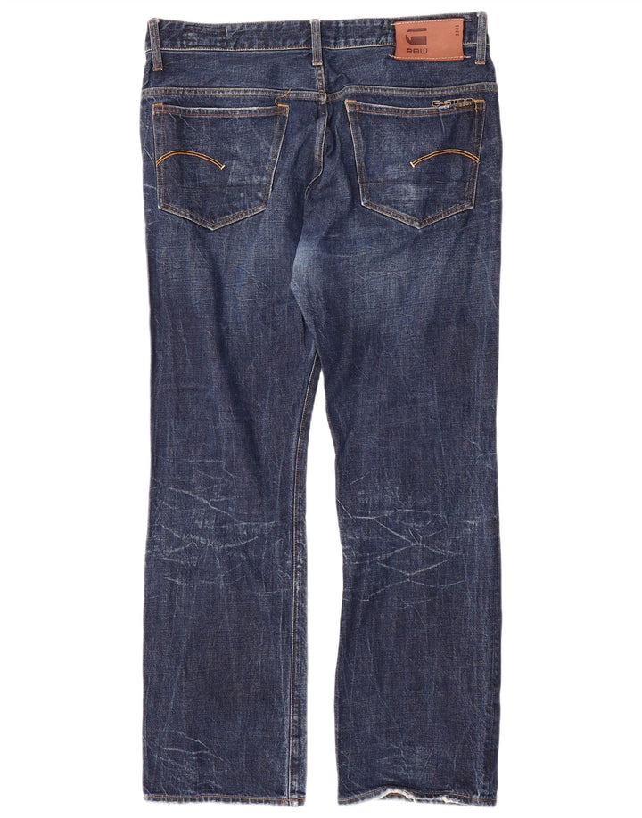 G-Star Herren 3301 Straight Jeans W36 L32 Blaue Baumwolle