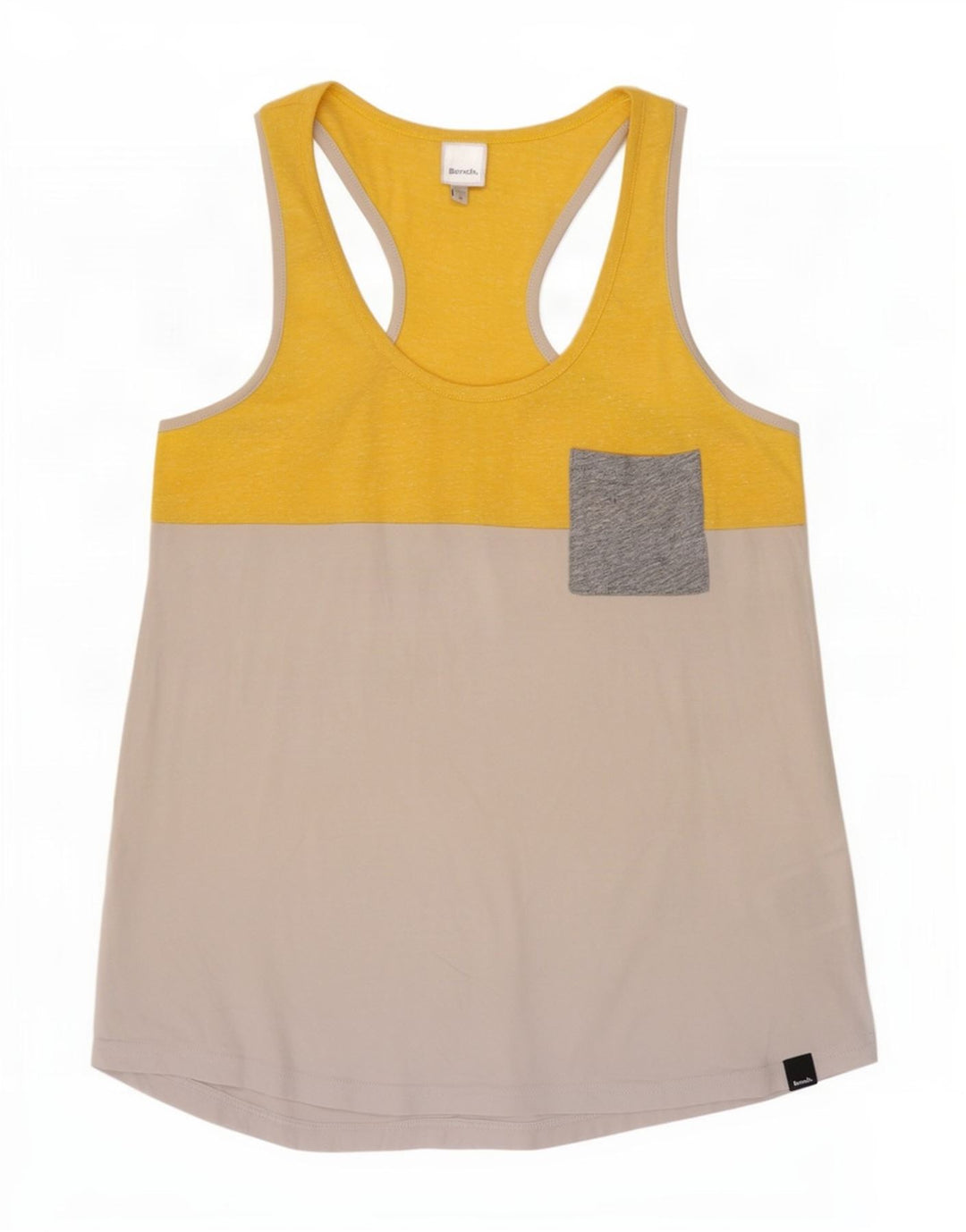Bench Damen-Trägershirt UK 12 Mittelgelbe Colourblock-Baumwolle