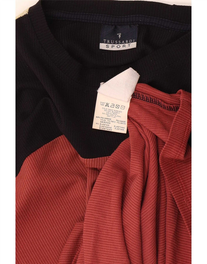 Trussardi Herren T-Shirt-Oberteil Mittelrotes Colourblock-Polyamid