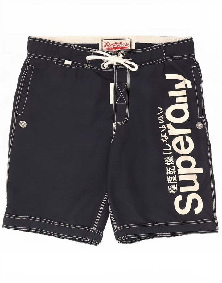 Superdry Herren Badeshorts mit Grafik, Größe S, Marineblau, Polyester
