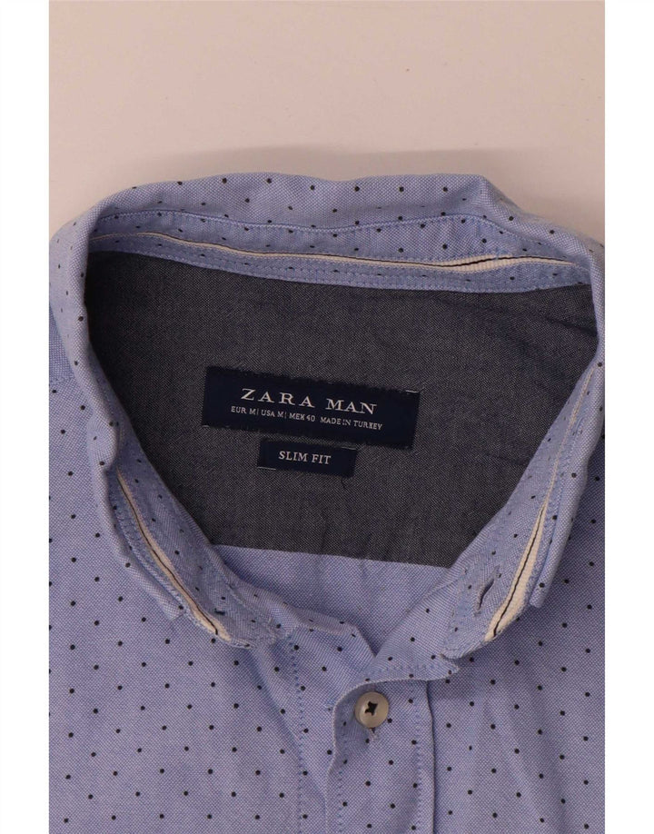 Zara Herren Slim Fit Hemd Mittelblau gepunktet