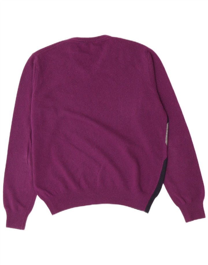 Brooksfield Herren-Pullover mit V-Ausschnitt, Größe 48, mittelviolett, Argyle/Diamant