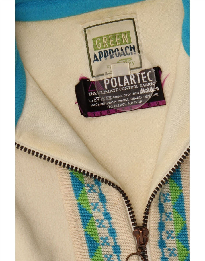 Silvy Polartec-Fleecepullover mit Reißverschluss am Hals für Herren, mittelbeigefarbenes Fair-Isle-Polyester