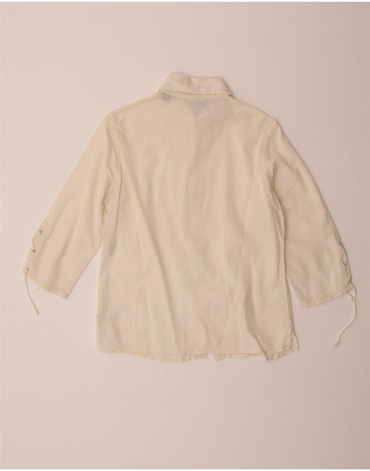 Murphy & Nye Damen-Hemd mit 3/4-Ärmeln, mittlere, cremefarbene Baumwolle