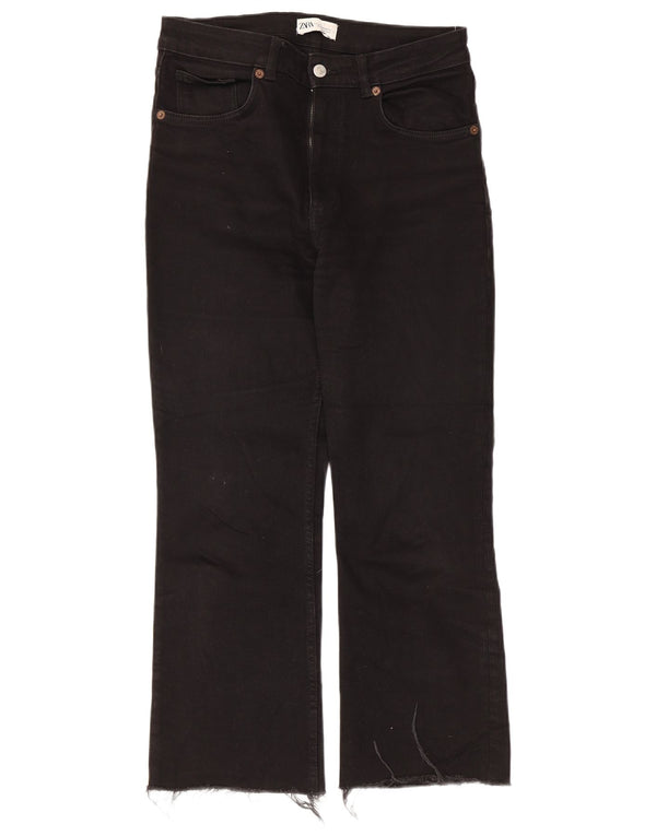 Kurze Jeans für Damen von Zara, EU 42, Größe L, W32, L25, schwarze Baumwolle