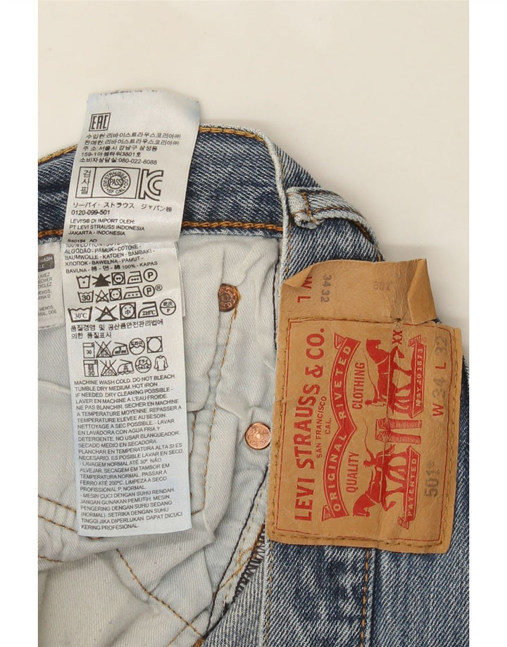 Levi's Herren 501 Distressed Straight Jeans W34 L32 Blaue Baumwolle