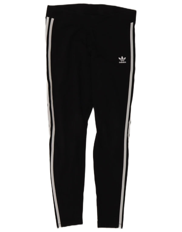 Adidas Damen Leggings UK 14 Medium Schwarz Baumwolle