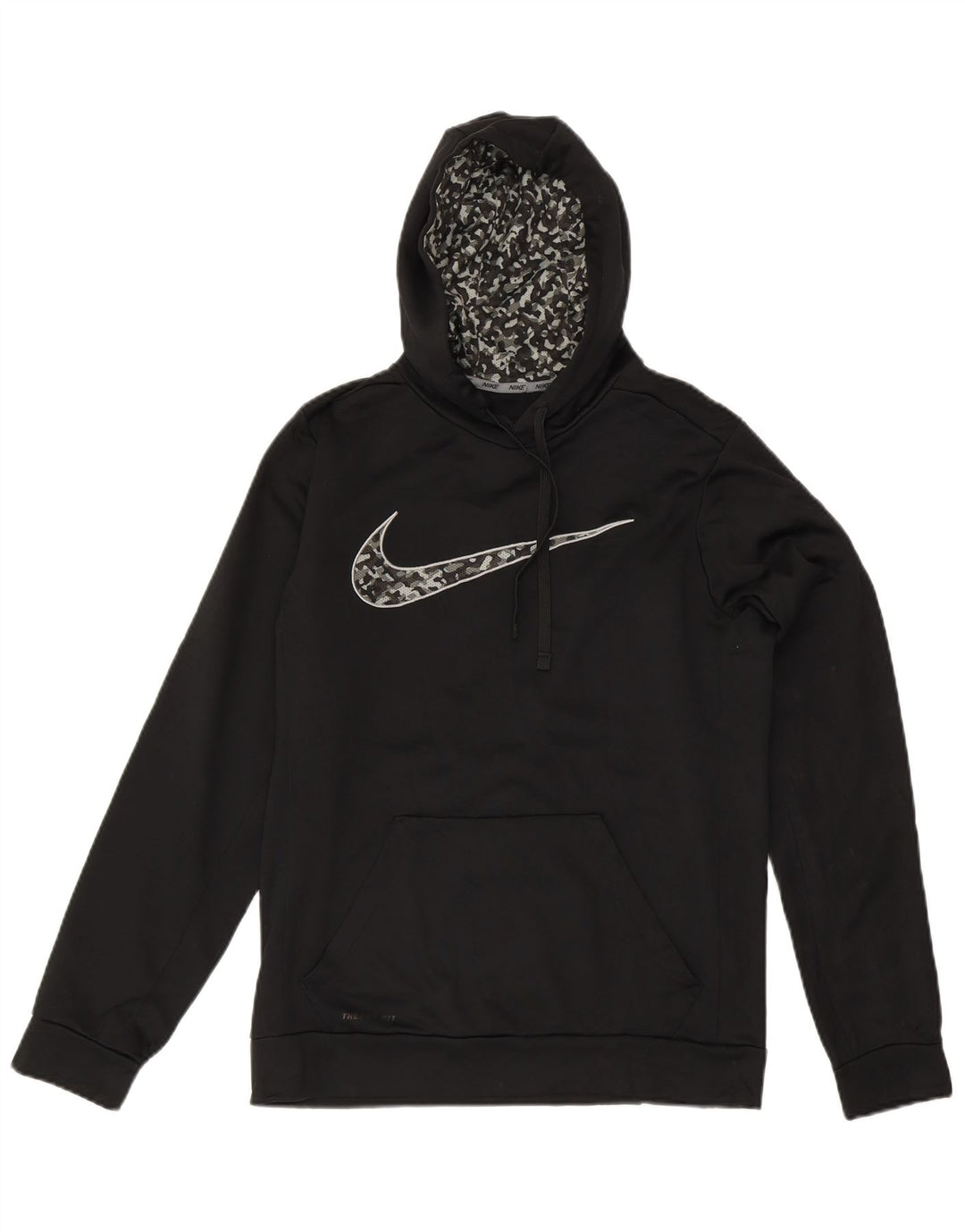 NIKE Mens Therma-Fit Graphic Hoodie Jumper Small Black Polyester