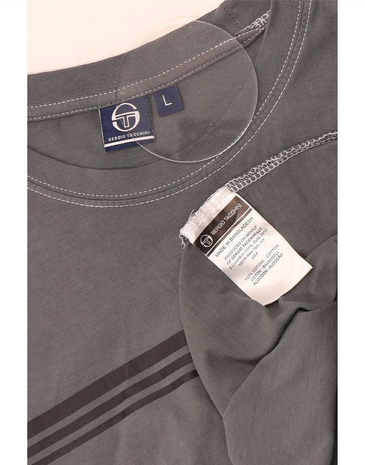 Sergio Tacchini Damen T-Shirt Top UK 14 Large Grau