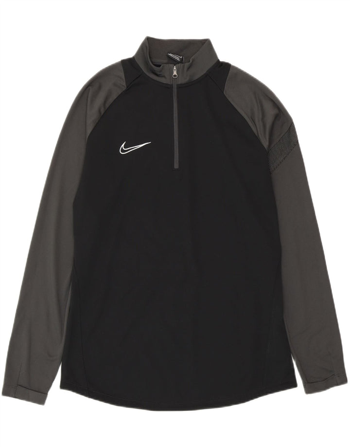 NIKE Herren Dri Fit Pullover-Trainingsanzugoberteil mit Reißverschluss, Mittelschwarz, Farbblock