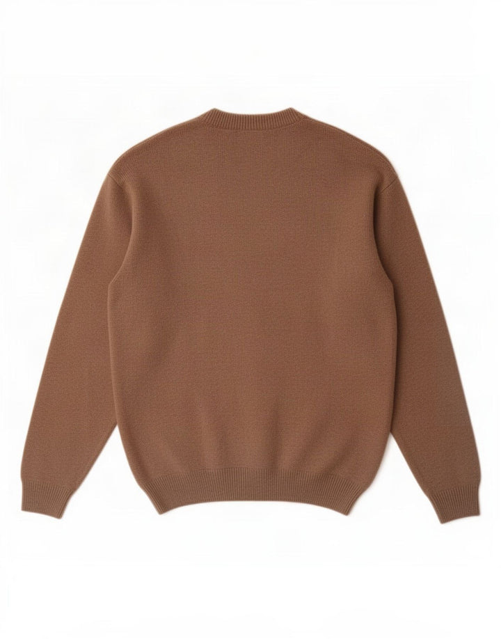 Marlboro Classics Herren-Pullover mit V-Ausschnitt aus mittelbrauner Wolle