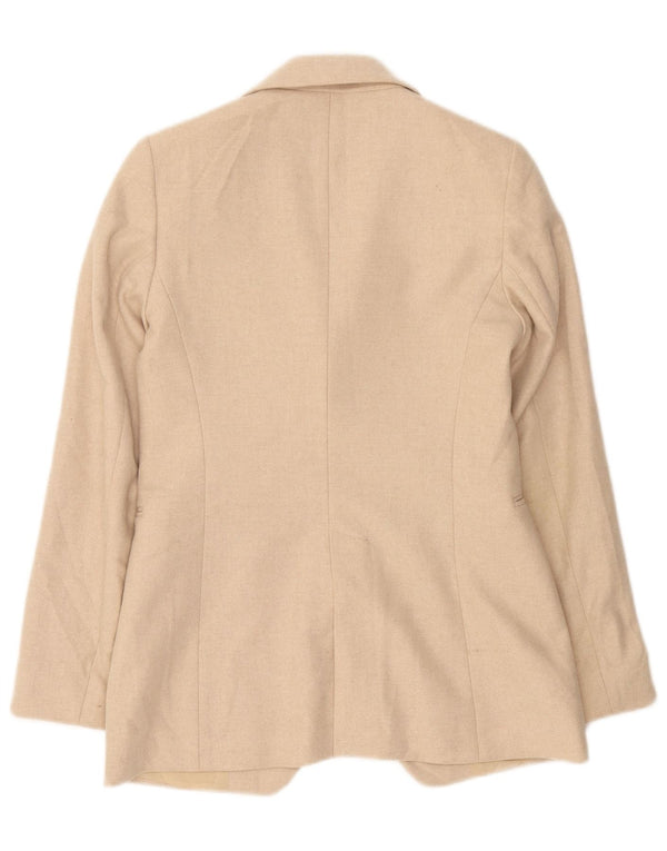 Massimo Dutti Damen 1-Knopf-Blazerjacke EU 36 XS Beige Wolle