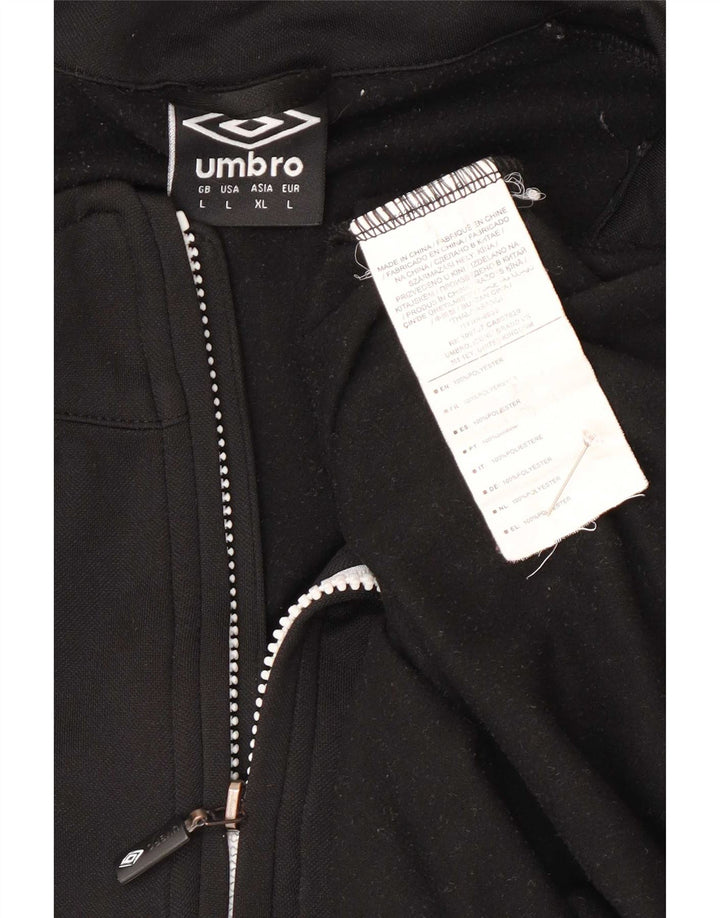 Umbro Herren-Trainingsanzug-Oberteil mit Reißverschluss am Hals, großes schwarzes Polyester