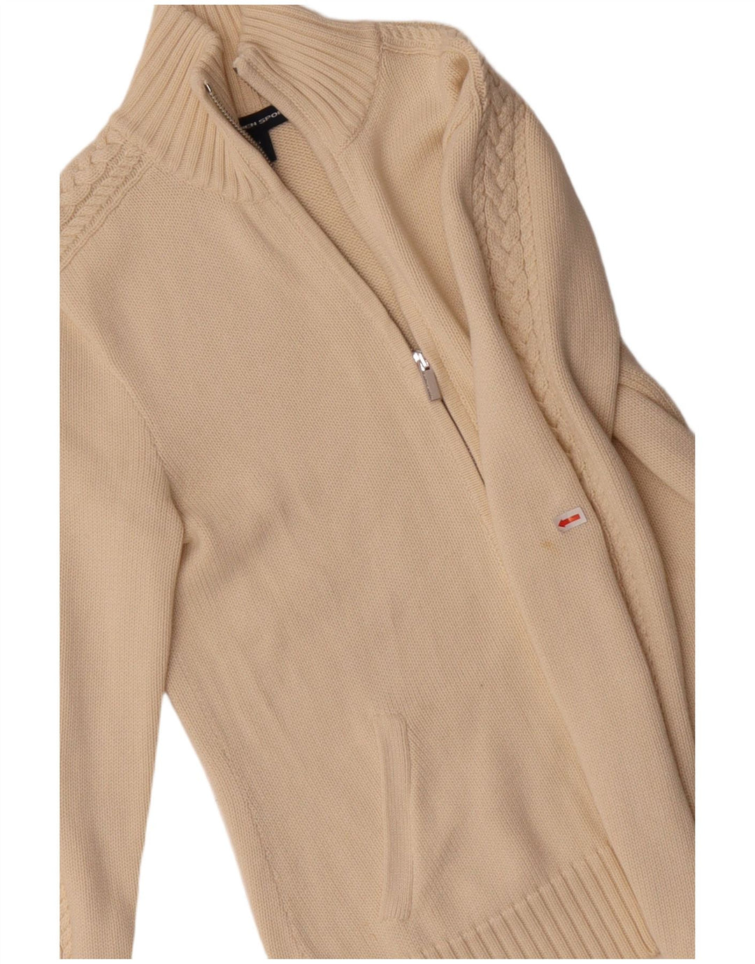 RALPH LAUREN Damen-Cardigan-Pullover UK 10 Small Beige Baumwolle