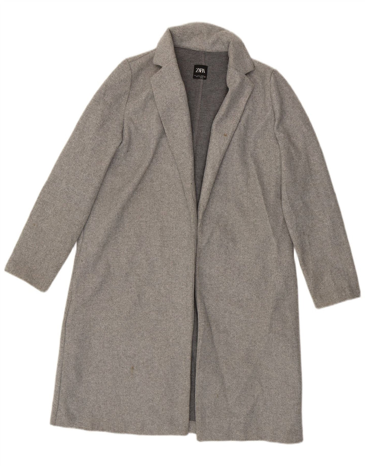 Zara Womens Open Overcoat UK 16 Large Grau Polyester